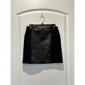 Madewell Black Leather Panel Mini Skirt Size 2
